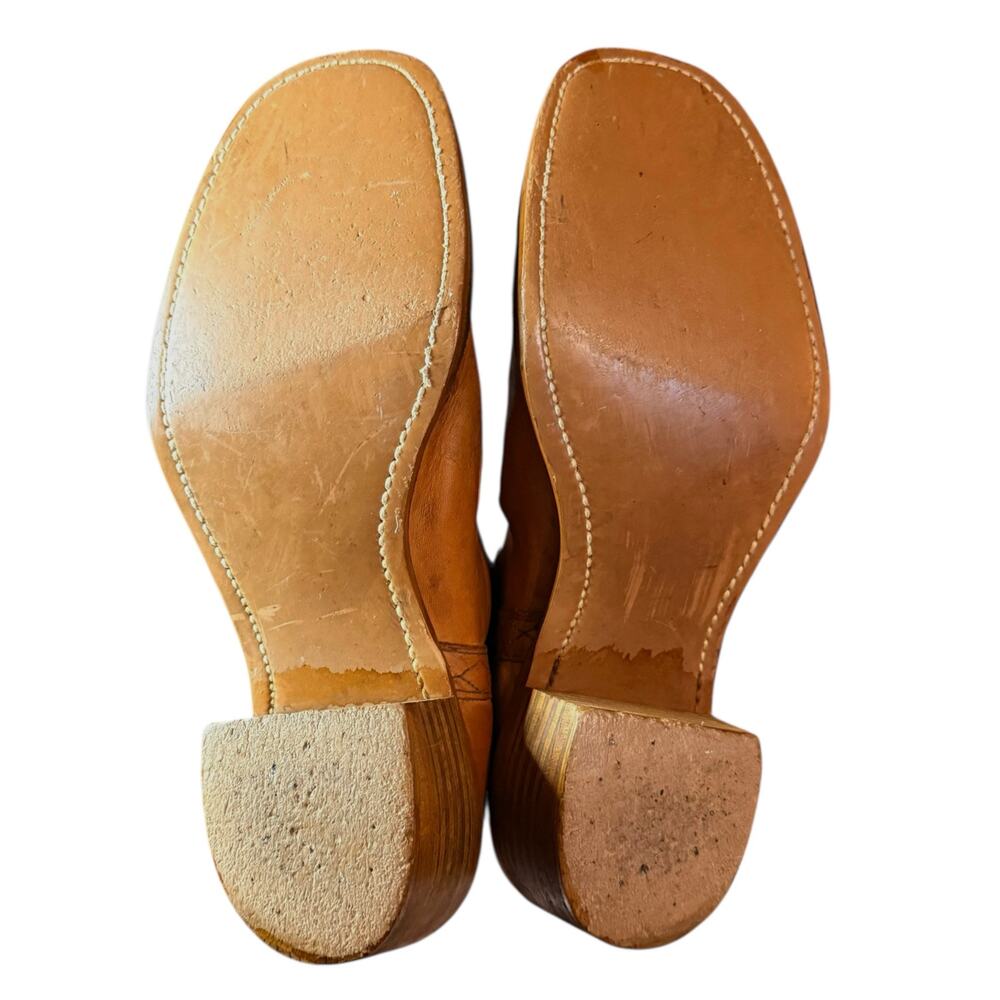 Vintage 70s Frye Campus Boots Womens Orange Leather Stitched High Shaft Sz 11D - Picture 7 of 12